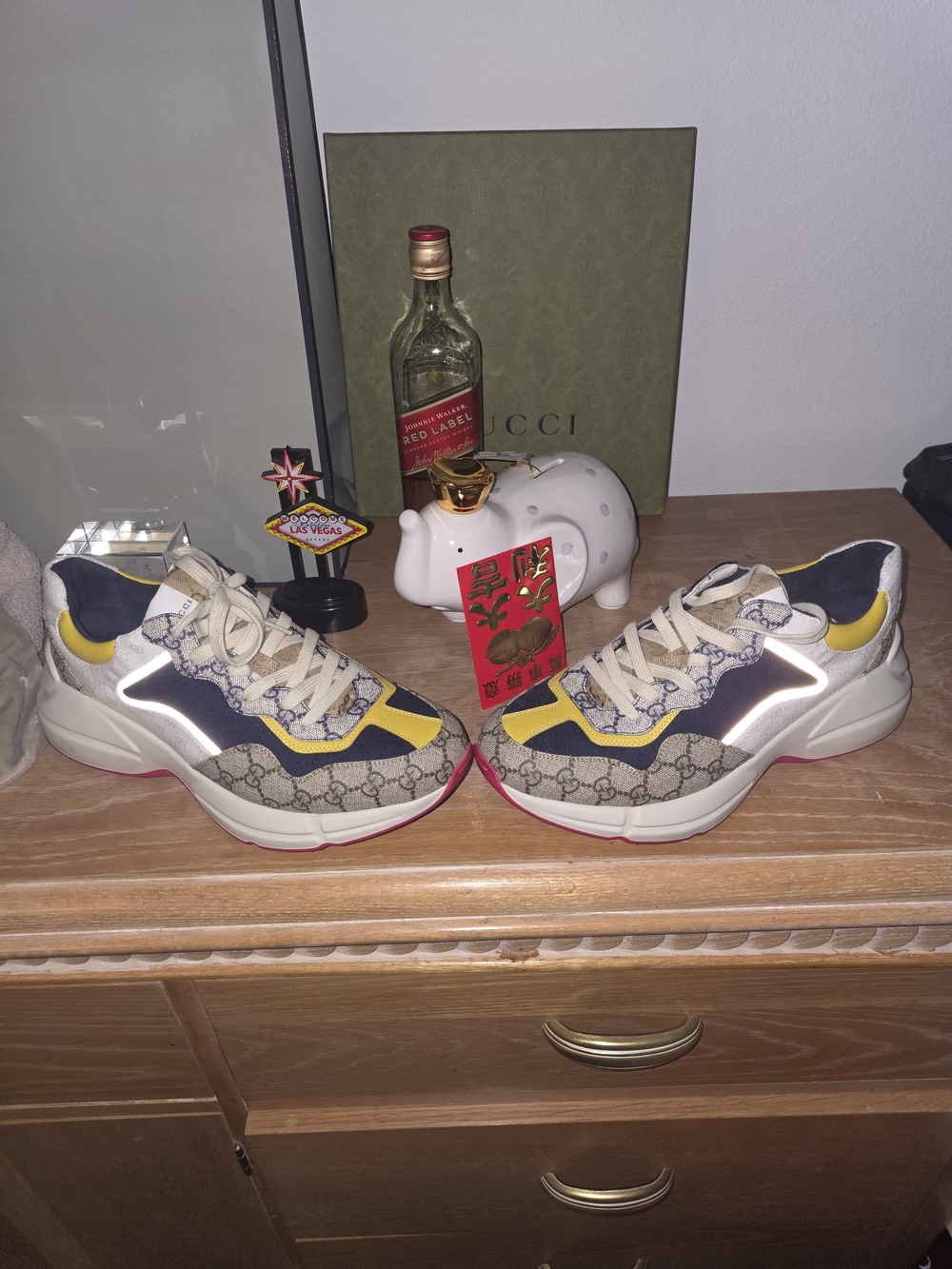 Gucci Multicolor GG Logo Chunky Sneakers - Yellow, Navy & Cream